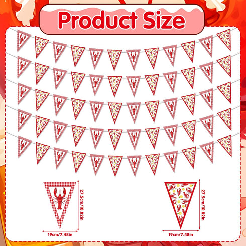 5PCS Summer Gameza Crawfish Boil Party Decorations, Crawfish Pre Strung Pennant Banners Table Birthday Decoration