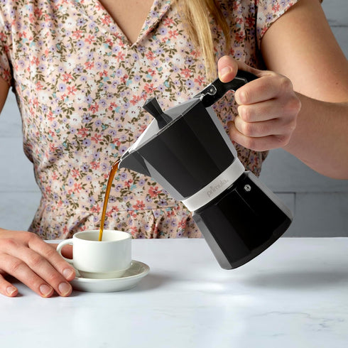 Primula Classic Stovetop Espresso and Coffee Maker, Moka Pot for Italian and Cuban Café Brewing, 6 Espresso Cups, Black