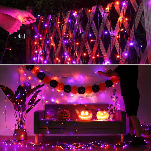 67 200 8 Flacchi Orange Purple Halloween Lights, ft LED Battery Operated String Lights Waterproof Modes & Auto Timer