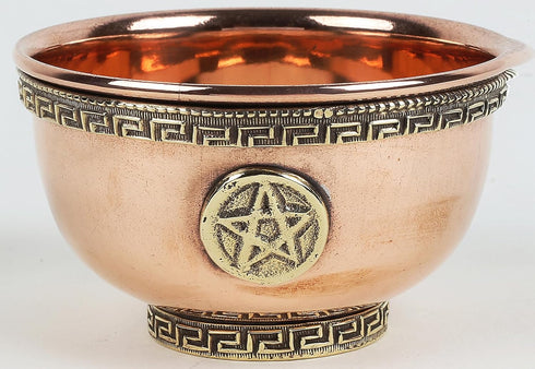 Indian Consigners Small Altar Witchcraft Serving Bowl, Offering or Smudging Bowl (Pentagram Bowl)