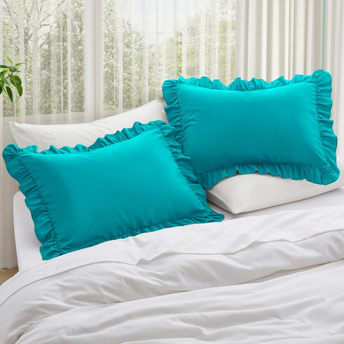 Set 1, 20" 54", KKJIAF Ruffle Body Pillow Cases of Ruffled Pillow Covers with Envelope Closure, Wrinkle Resistant