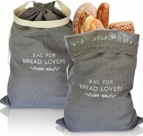 Store Linen Bread Bags for Homemade Bread 2 Pack XXL Reusable Sourdough Bread