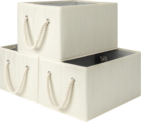 StorageWorks Large Storage Baskets for Organizing, Foldable Fabric Storage Bins with Handles, 3-Pack