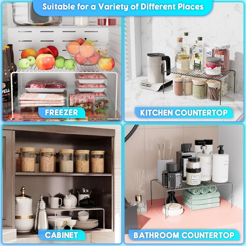 Medium(13 9.4 inch)White Set 6, Counter x Cabinet Storage Shelf Rack of Rustproof Metal Wire Kitchen Organizers