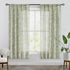 FMFUNCTEX Linen Sheer Curtains for Bedroom, Sage Green Blossom Print 63 Inch Length for Living Room