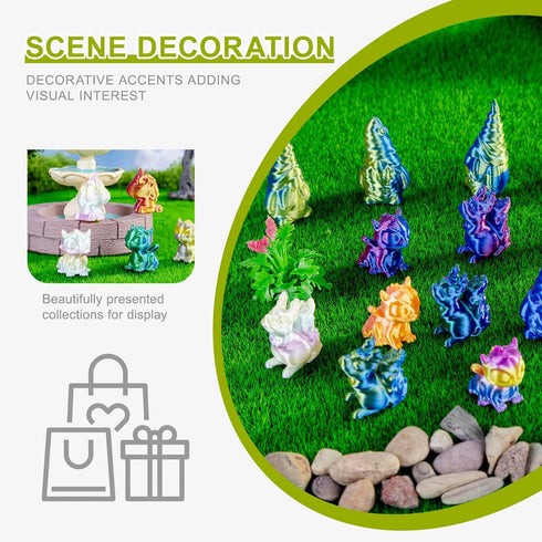 120 3D Set 3D Pieces Mini Printed Mini Animal - Gradient Animal Collection (Unicorn Pygmy Squirrel Wyvern)