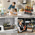 Coffee Syrup Rack Organizer - 2-Tier Stand for 6 Bottles Storage on Kitchen Countertop (Black)