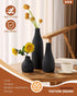 Mksuuoa Set 3 Decorative Flower Vase of - Modern Boho Style Black Vases, Ribbed Textures Ceramic Vase for Home Decor