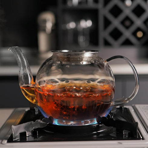 900ml CNGLASS Glass Teapot with Removable Infuser,Clear Tea Kettle Stovetop Safe,Blooming and Loose Leaf Tea Maker