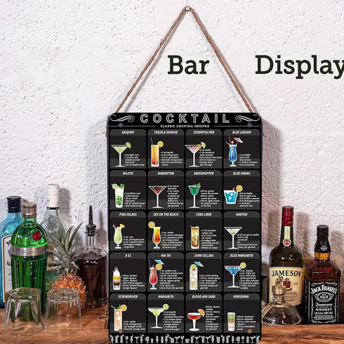 WANLIAN Cocktail Menu Retro Vintage Bar Metal Tin Sign Poster Wall Art