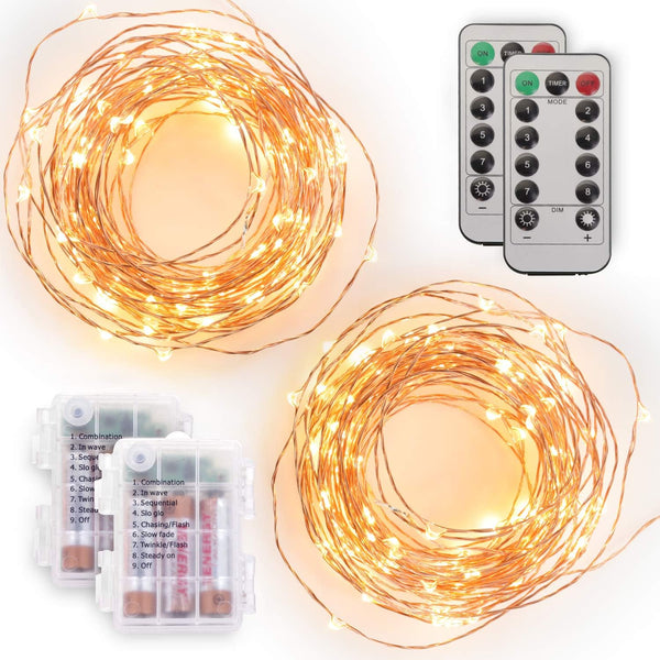Tenergy 2 Pack Battery Operated LED String Lights, Includes 6 AA Batteries,