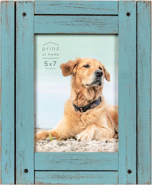 Prinz Homestead 5 x 7 Blue Distressed Wood Frame, Rustic Picture Frame, Coastal Decor