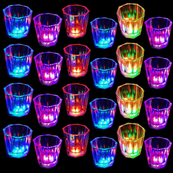 Esdabem Set of 24 Light Up Shot Glasses, Glow in the Dark Party Cups, Funny Shot Glasses for Birthday, Wedding,