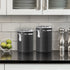 62 oz, 5" 7.5". Oggi Stainless Steel Kitchen Canister fl Black - Airtight Clamp Lid, Clear See-Thru Top - Ideal