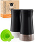 HOME EC Original Salt and Pepper Shakers Set - Black Spice Dispenser with Adjustable Pour Holes for Salts and Ground