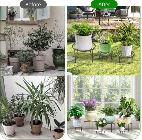 6 Pack Outdoor Plant Stand, Heavy Duty Metal Plant Stand, Flower Pot Stand Indoor Outdoor , Rust Proof Iron Planter