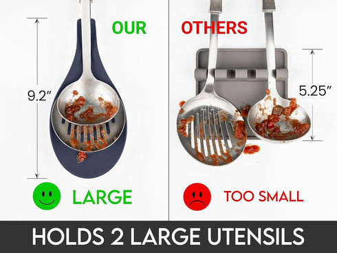 Silicone Spoon Rest for Stove Top, HEAT RESISTANT Kitchen Utensil Holder for Large Tools, Easy Clean