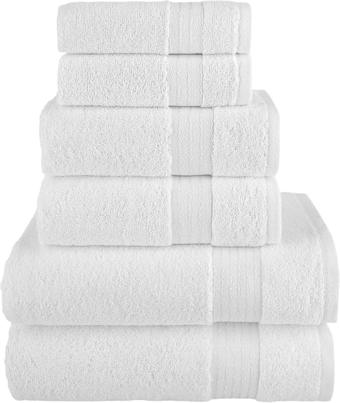 Elegant Comfort Premium Cotton 6-Piece Towel Set, Includes 2 Washcloths, 2 Hand