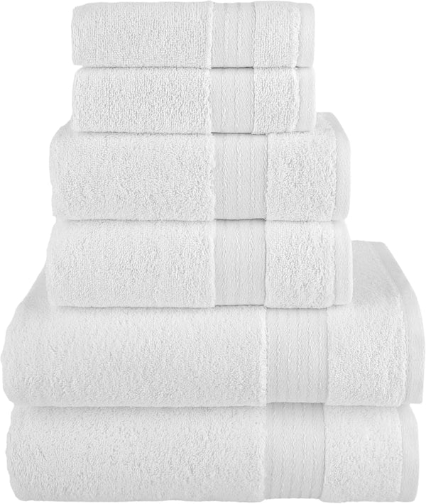 Elegant Comfort Premium Cotton 6-Piece Towel Set, Includes 2 Washcloths, 2 Hand