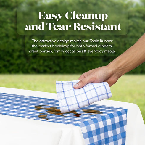 12 Pack 14 108 Inch. Blue Gingham Checkered Premium Disposable Plastic Table Runner x Table Runner for Dinner Parties