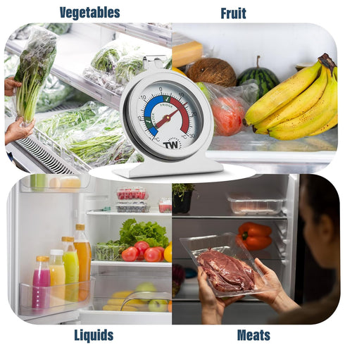Twin Pack Fridge Freezer Thermometer for Monitoring Refrigerator Temperature - Stainless Steel