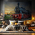 Sunset 71X60 Inches DYNH Steam Train Tapestry, Old Engine Train on Railroad Track Tapestries,Natural Scenery Sunrise