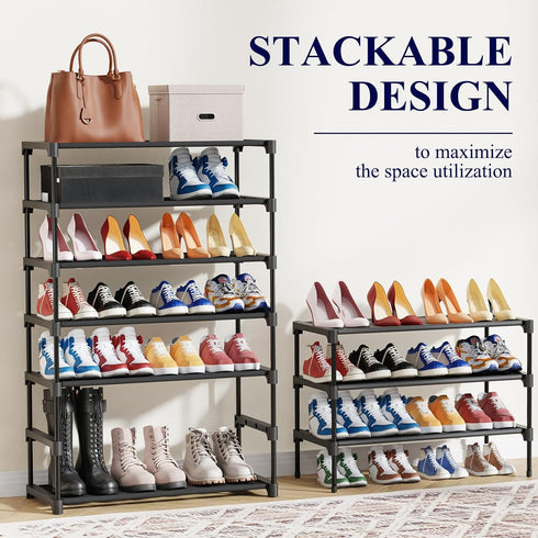 Closet, 27.5" 5 Kitsure Shoe Rack - Non-Woven Shoe Rack Shelf, Shoe Organizer for Entryway, Garage & Corridor