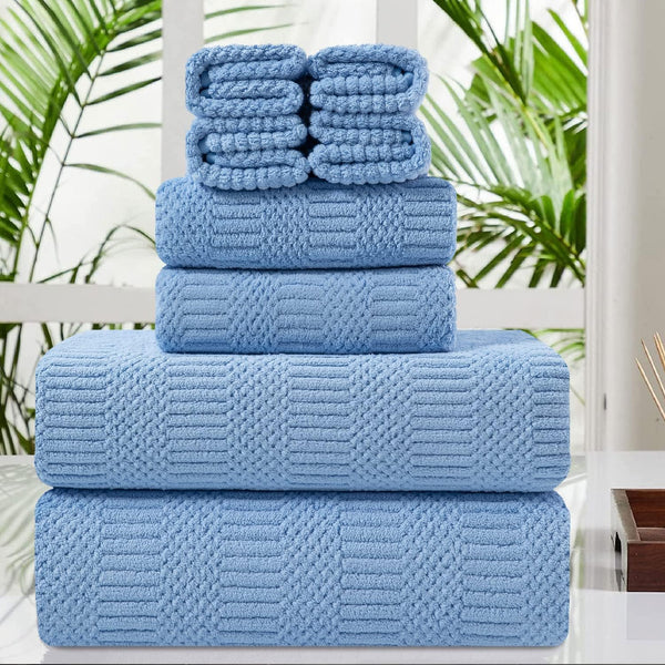 8 Piece Oversized Blue Bath Towel Set-2 Extra Large Bath Towel Sheets,2