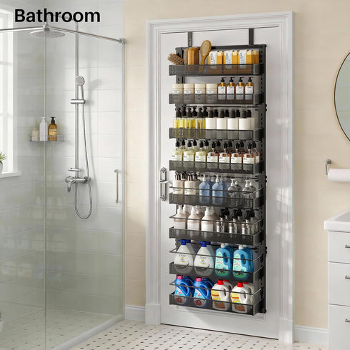 8 17" 6" 69" SNTD Tiers Over the Door Organizer - Height Adjustable Pantry Organizers and Storage with Dense Mesh