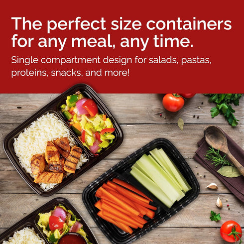Reli. Meal Prep Containers 32 oz (25 Pack), 2 Compartment Reusable Plastic Containers for Food, Microwave Safe