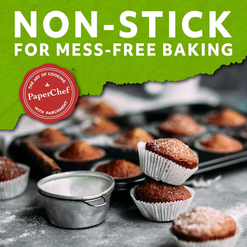 Mini Parchment Baking Cups, Easy Release, Non-Stick Paper, 90 Count