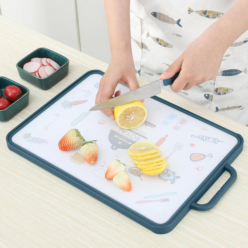 Yarrggu 15.7 10.6 Inches Titanium Cutting Board for Kitchen, Titanium & PP Double Sided Cutting Board with Deep Juice