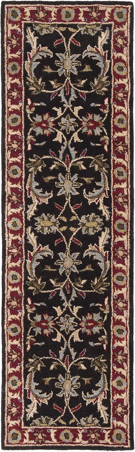 SAFAVIEH Heritage Collection Runner Rug, 2'3" x 8', Handmade Traditional Oriental Wool in Chocolate & Red, Ideal for