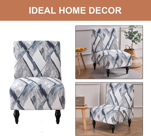 Armless Eco-Ancheng Chair Slipcover - Removable, Washable, Printed Accent Chairs for Living & Dining Room