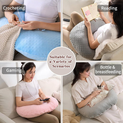 Reading Pillow for Gaming Reading Crochet, U Shaped Arm Support Pillow with Removable Cover Reducing Arching Neck