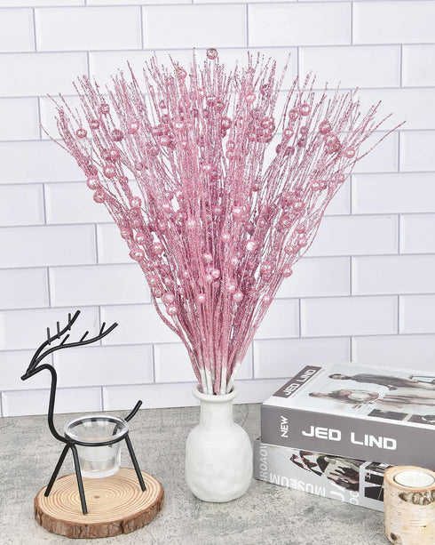 Lvydec 22pcs Christmas Glitter Berries Stems Clearance, 17" Artificial Christmas Picks for Tree Ornaments, DIY Xmas