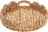 14 inch Yangqihome Round Scalloped Serving Tray, Decorative Water Hyacinth Scalloped Basket with Built-in Handles