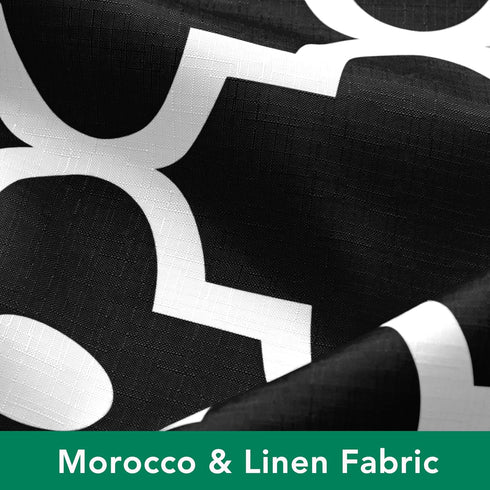 Biscaynebay Textured Fabric Shower Curtains, 72" x 72", Black Morocco Pearl Printed Linen