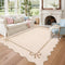 GarveeHome Scalloped Bow Rug for Living Room, Solid Beige Rug for Dorm,