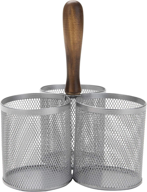 Mind Reader Silverware Holder - Utensil Organizer Caddy - Metal Mesh - 7.5" L x 7.5" W x 9.75" H - Silver