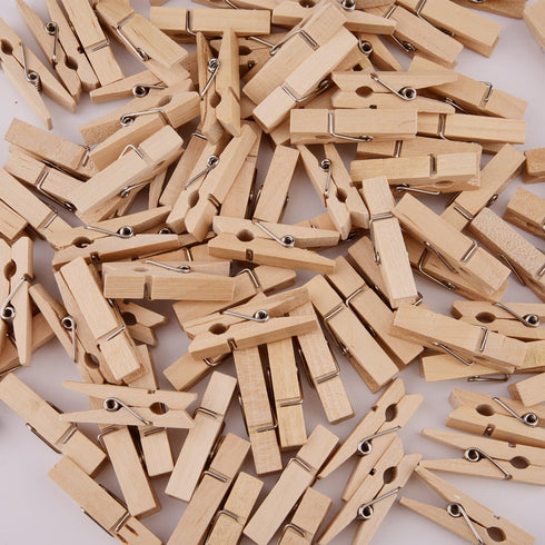 320 Feet Jute Twine and 100 Mini Natural Wooden Craft Clothespins Pegs Clips