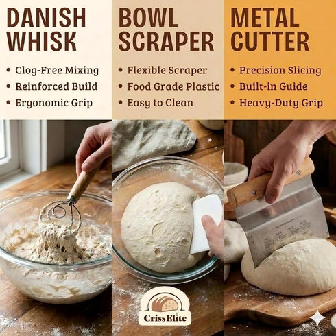 24oz 9 10 Set, Sourdough Starter Kit Complete Sourdough Bread Baking Supplies with Glass Sourdough Starter Jar, Round