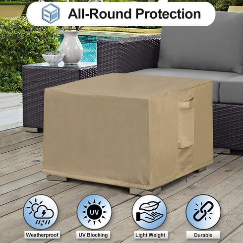 25L 25W 17H Inch, OutdoorLines Outdoor Waterproof Patio Ottoman Covers - Square UV-Proof Patio Side Table Cover