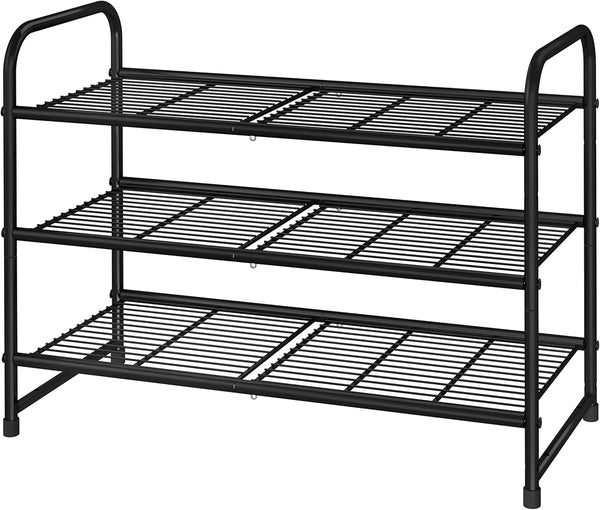 Simple Trending 3-Tier Stackable Shoe Rack, Expandable & Adjustable Shoe Shelf Storage