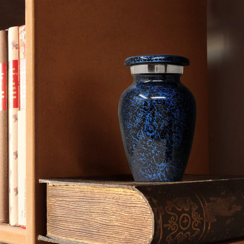 Small Blue Keepsake Cremation Urn for Human Ashes - Miniature Memorial Urns for Men or Women