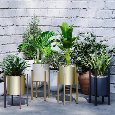 9 15 Inch 160 LB Adjustable Metal Plant Stand Indoor, Mid Century Modern Outdoor Planter Holder for to Pots, Heavy Duty