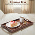 YACEYACE 15.7"x12"x2" Wood Serving Tray for Ottoman, Medium Wodden Serving Tray with Handles for Coffee Table, Wood