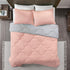 Comfort Spaces Vixie Reversible Comforter Set, Twin/Twin XL 2 Piece, Coral/Gray, Trendy Geometric Quilted Cover