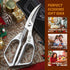 Huusk Seafood Scissors Silver - Stainless Steel Kitchen Shears Dishwasher Safe, Sharp Japanese-Style Kitchen Scissor