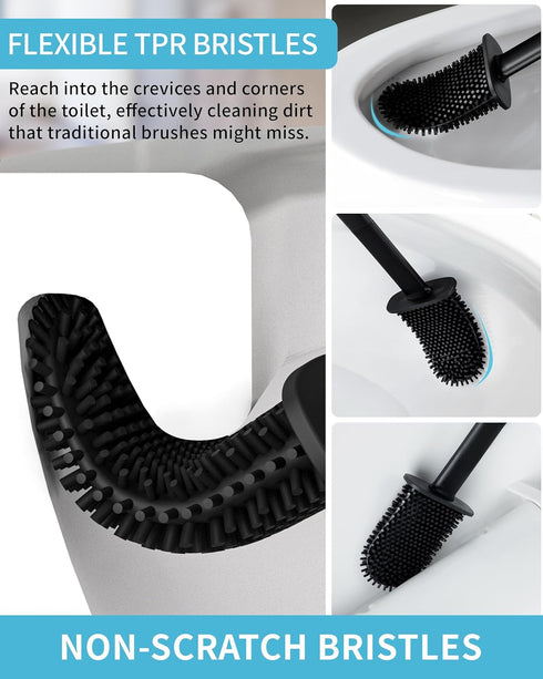 Set, 2 Pack MR.SIGA Toilet Brush and Holder Wall Mounted Toilet Bowl Brush, Compact Toilet Scrub Brush with Holder